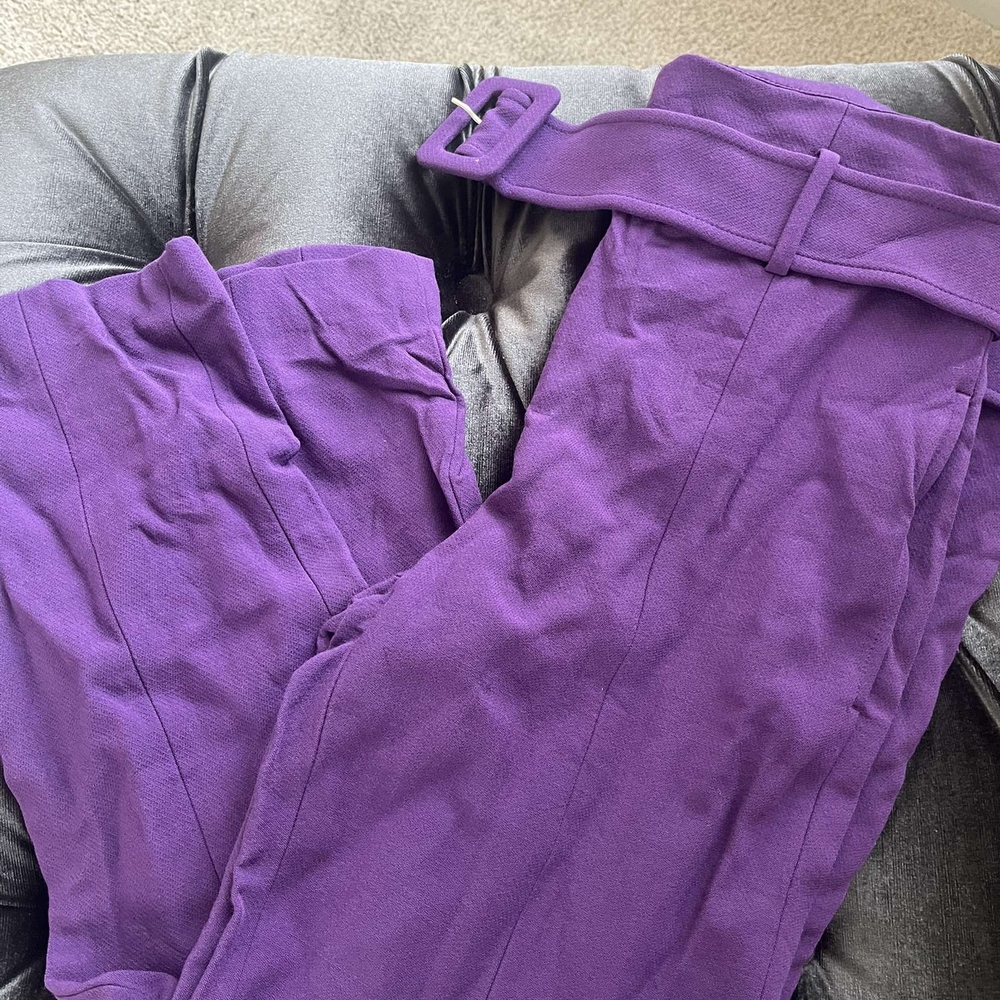 Stylish Purple Belted Pants